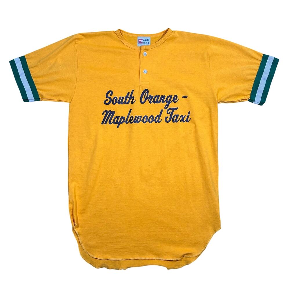 Vintage 80s 90s Baseball Style T-Shirt Men’s Medium Yellow Tee USA Made